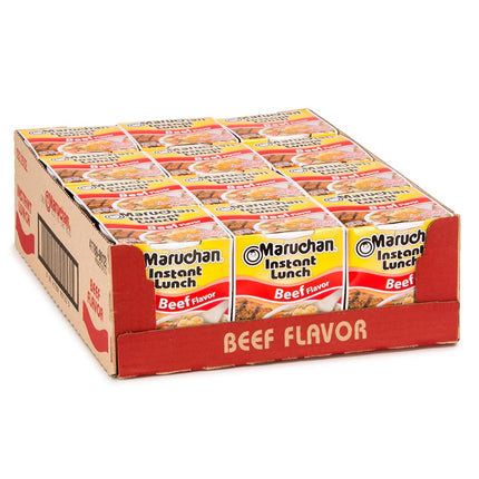 Maruchan Instant Lunch Ramen Noodles, Hot & Spicy Beef Flavor – Japanese-Style Instant Noodle Soup, Easy Meal Ready in 3 Minutes – 2.25 Oz. (12 Pack)