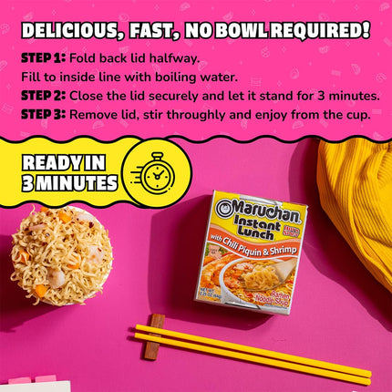 Maruchan Instant Lunch Ramen Noodles, Hot & Spicy Beef Flavor – Japanese-Style Instant Noodle Soup, Easy Meal Ready in 3 Minutes – 2.25 Oz. (12 Pack)
