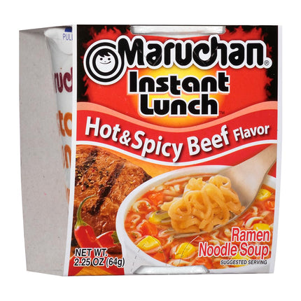 Maruchan Instant Lunch Ramen Noodles, Hot & Spicy Beef Flavor – Japanese-Style Instant Noodle Soup, Easy Meal Ready in 3 Minutes – 2.25 Oz. (12 Pack)