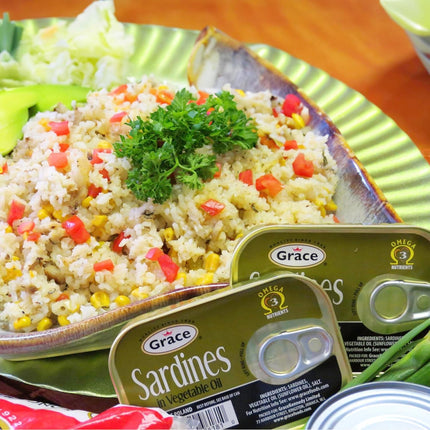 Grace Sardines in Pepper In Vegetable Oil - 3.74oz (Pack of 10) - 16g Protein per Serving, Canned & Packaged Season Sardines, Low Sodium, Gluten Free, Keto Friendly, Canned Fish