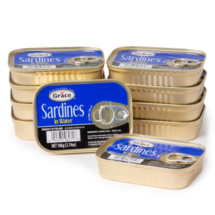 Grace Sardines in Pepper In Vegetable Oil - 3.74oz (Pack of 10) - 16g Protein per Serving, Canned & Packaged Season Sardines, Low Sodium, Gluten Free, Keto Friendly, Canned Fish