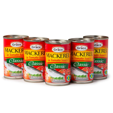 Grace Mackerel in Tomato Sauce (Classic Mackerel in Tomato Sauce 5.5oz - 5 Pack)