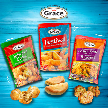 Grace Festival Mix Unique Jamaican Dough 9.5oz - 2 Pack - Caribbean Homemade Sweet Dumpling Festival Bread Mix - Fried Cornmeal Mix for Jamaican Snacks